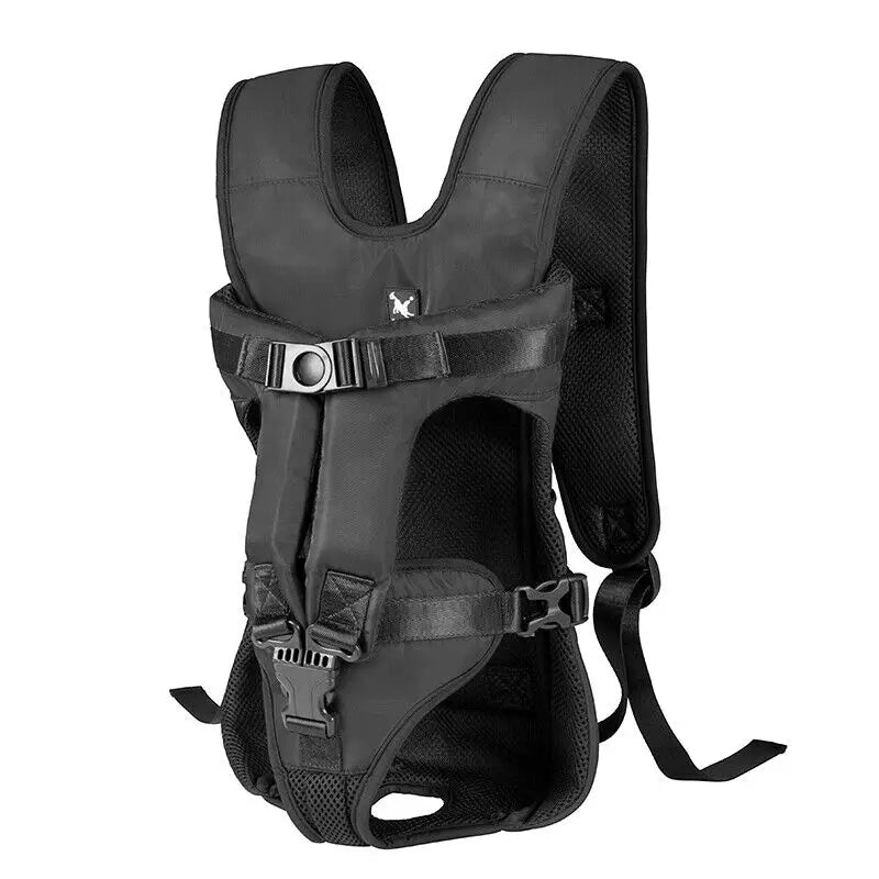Adjustable Hands-Free Front Pet Carrier Backpack – Breathable Dog & Cat Travel Carrier (Up to 35 lbs / 16 kg) black