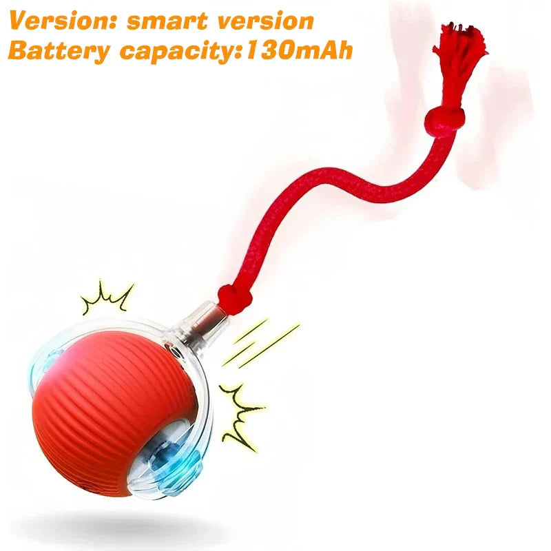 Rechargeable Interactive Rolling Ball Toy for Dogs & Cats — Automatic Smart Obstacle-Avoiding Pet Play Ball Red Tail Ball Touch Wakeup Version