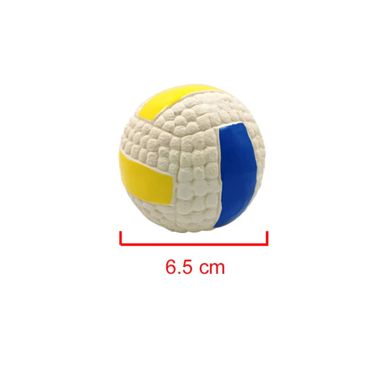 Dog Squeaky Latex Ball Chew Toy – Dental Cleaning Training & Interactive Play (Rugby, Tennis, Volleyball, Football, Basketball Shapes) Volleyball S