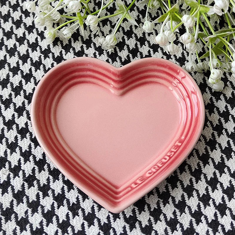 Heart-Shaped Ceramic Pet Bowl 12 cm (4.7 in) – Wide Anti-Vomiting Design for Small Cats & Dogs Pink 4.72inch