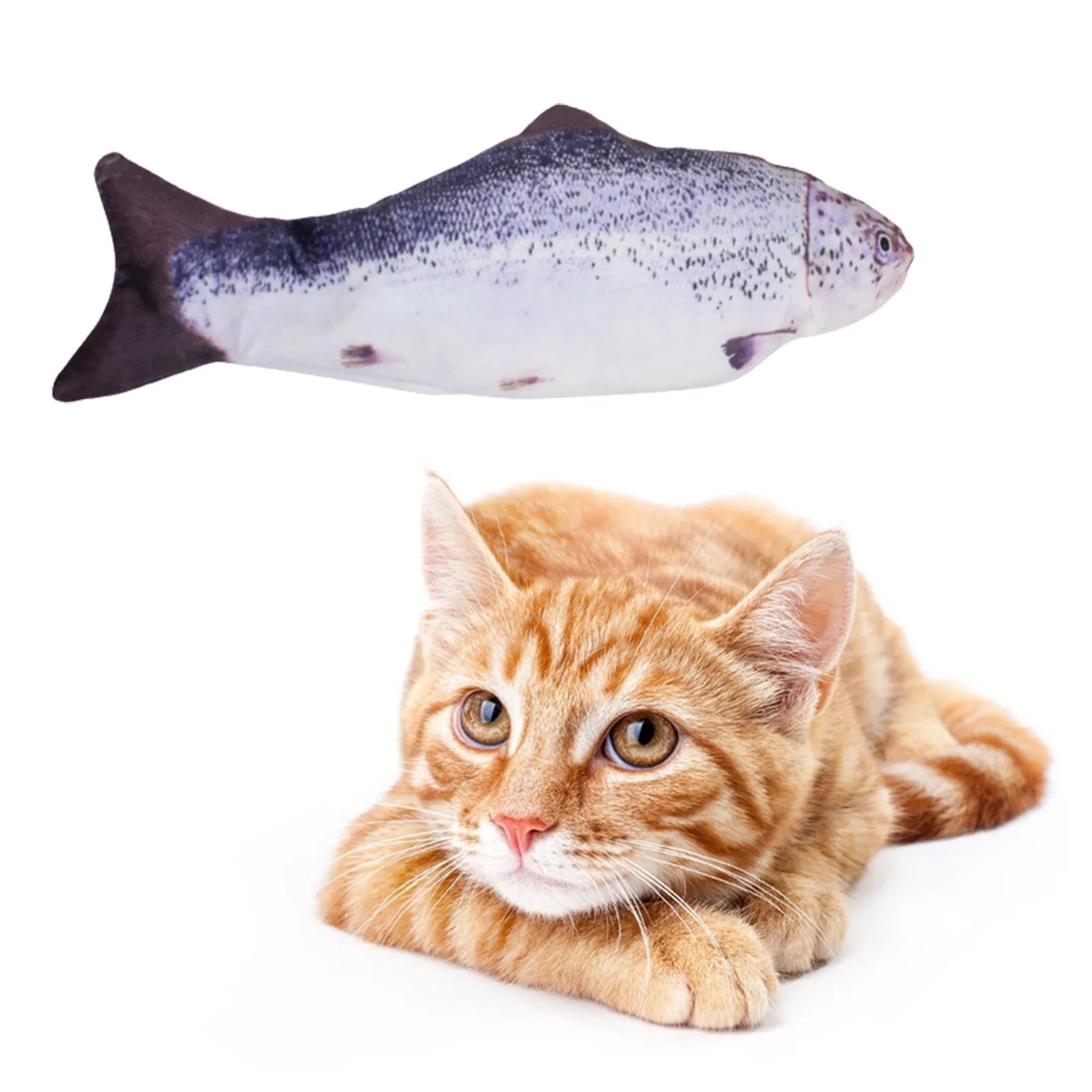 USB Rechargeable Floppy Fish Cat Toy - Interactive Electronic Plush Fish for Cats & Dogs 2