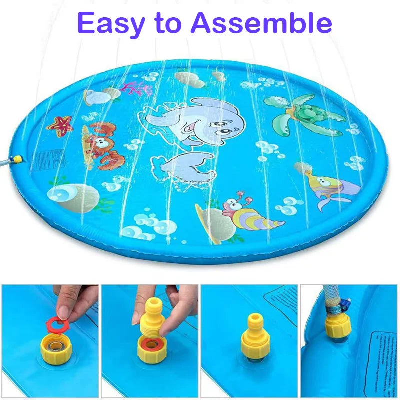 65/100CM Thickened Dog Spray Water Play Mat Cat Playmat Letter Dolphin Theme Pet Sensory Playing Crawling Induction Toy