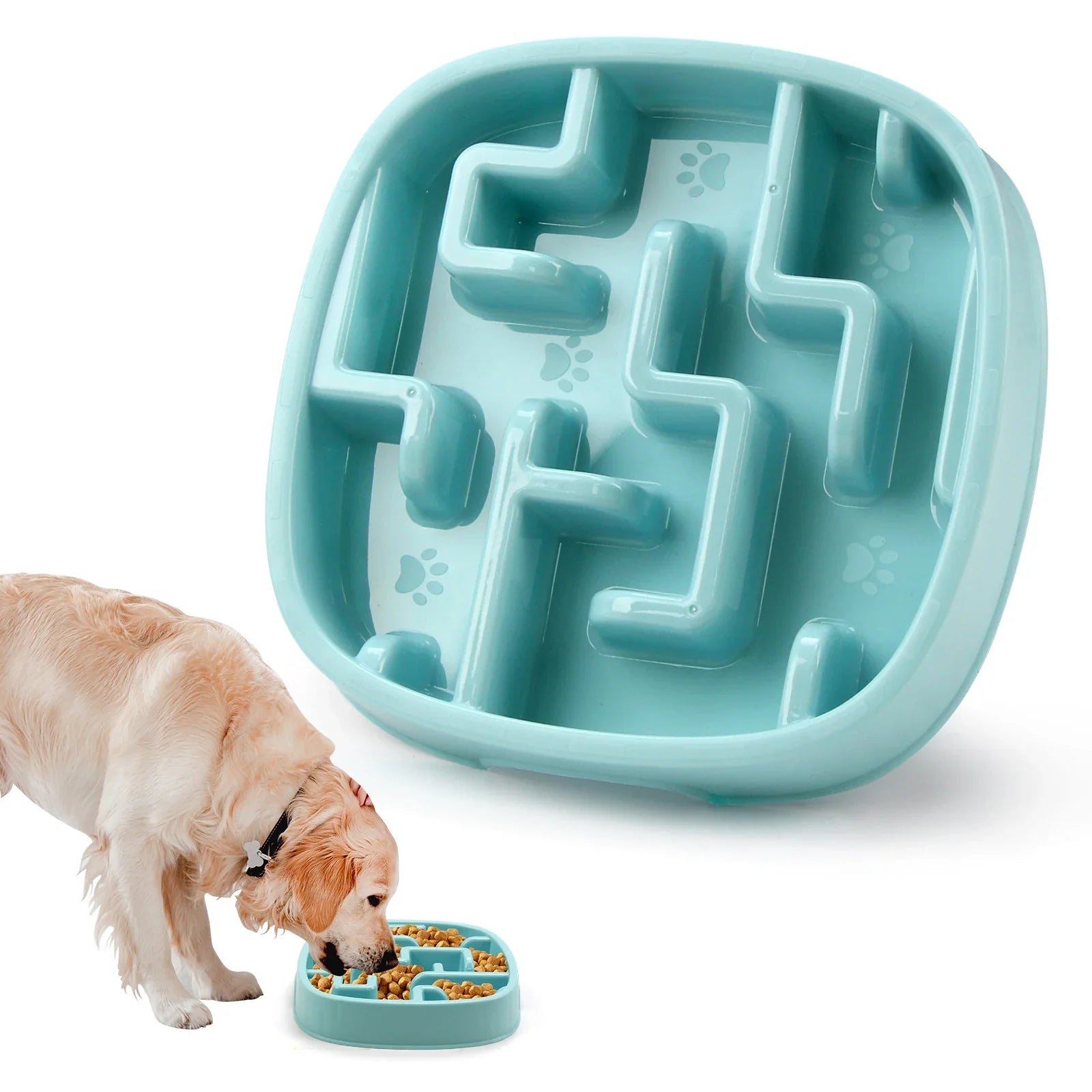 Pet Dog Slow Feeder Bowl Fun Non Slip Anti-Gulping Slower Food Feeding Dishes Eco Dog Bowl for Small Medium Large Dogs Puppy B Macaron Blue