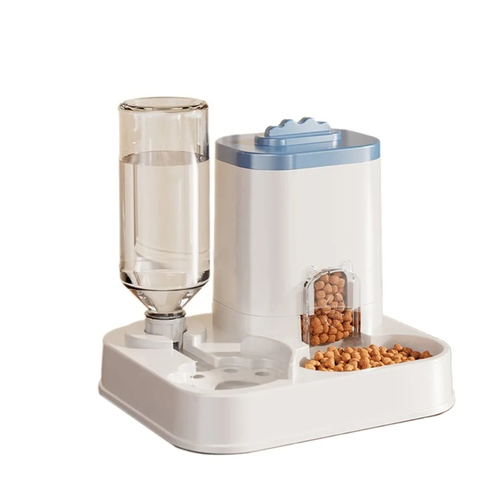 Automatic Cat & Dog Water Dispenser with Integrated Food Basin No Batteries Needed,Automatic Pet Feeder One-Piece Design Blue