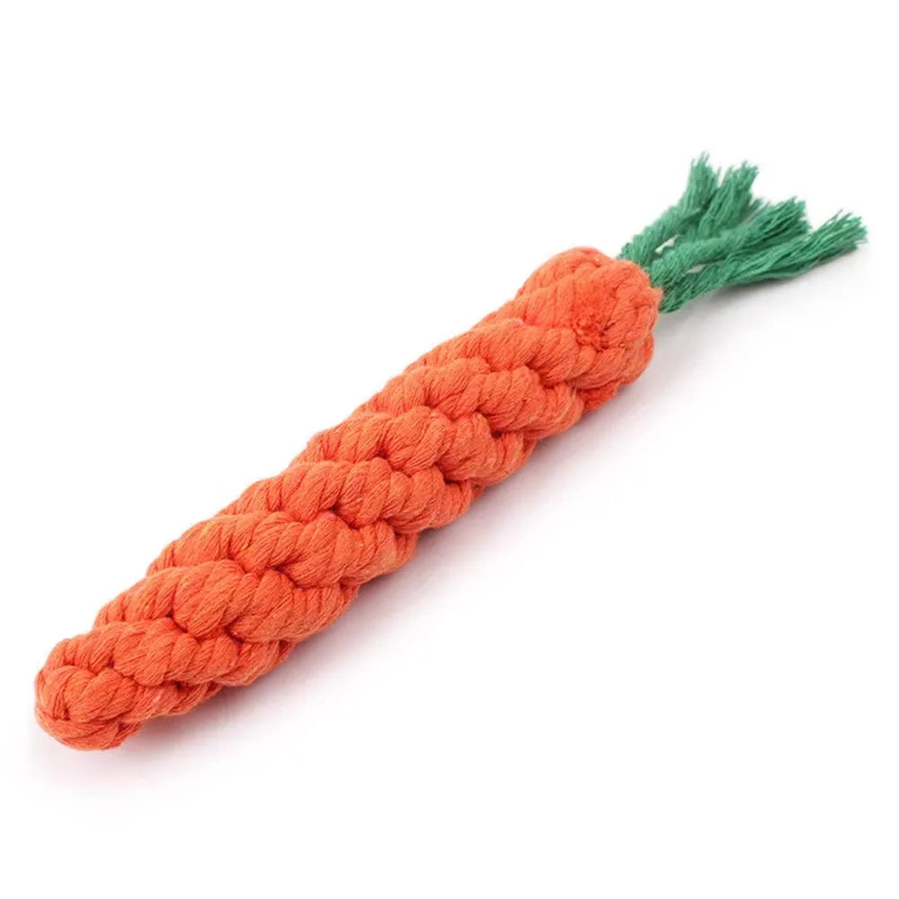 Carrot Rope Dog Toy 1-Pack – Durable Braided Cotton Chew Toy for Puppies & Dogs, 8.7 in (22 cm) Teeth Cleaning A-23cm