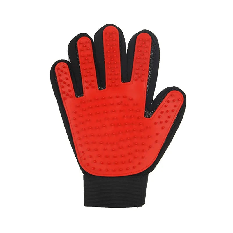 Multicolor Silicone Pet Grooming Gloves for Cats and Dogs – Reusable Hair Removal Mitt red right