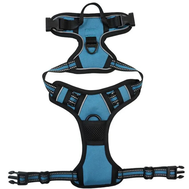 Reflective Breathable Dog & Cat Harness Vest – Adjustable Chest Strap, XS–XL (13–37 in / 33–96 cm) Blue