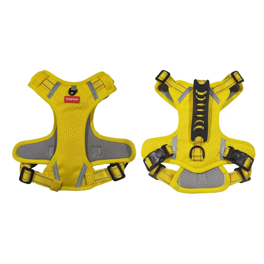 Tactical Dog Harness No Pull Reflective Pet Vest Adjustable Breathable Mesh Dog Chest Strap with Handle for Small Large Dogs Cat Yellow