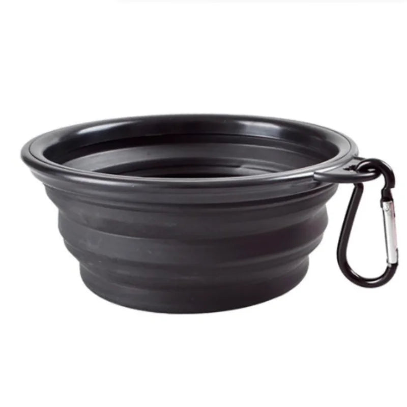 Collapsible TPR Travel Pet Bowl for Dogs & Cats — Portable Food & Water Dish (350/650/1000 ml | 12/22/34 oz) Black