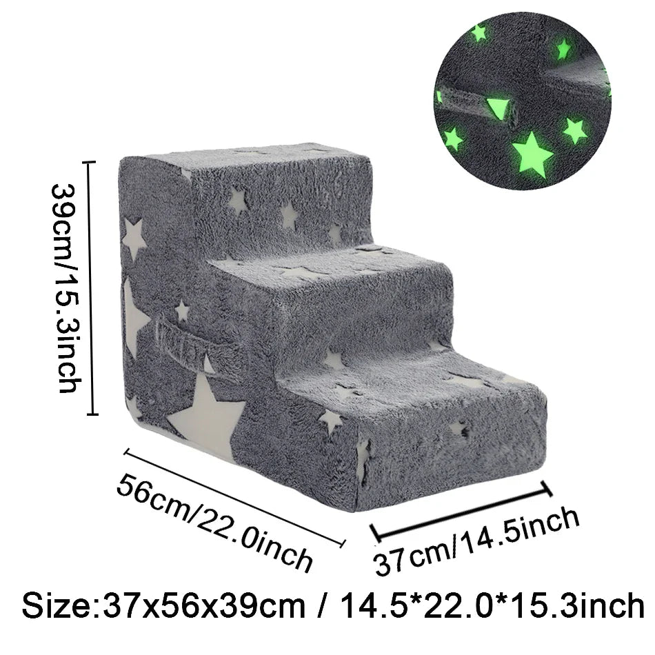 Pet Stairs for Dogs & Cats — 3- or 4-Step Detachable Sponge Ramp, Washable Waterproof Anti-Bite Pet Ladder Big 3 steps A