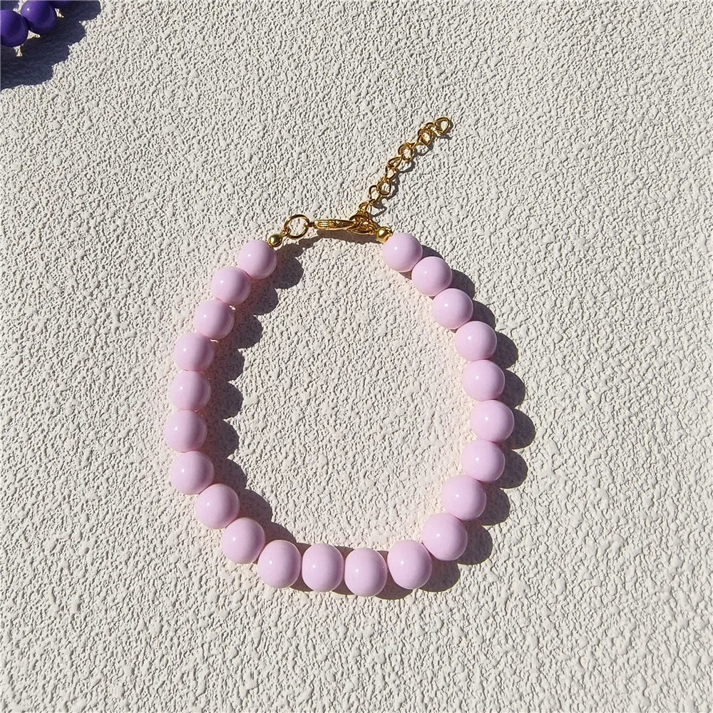 Dogs Necklace Extension Chain Design Pet Collar Fashion Dogs Faux Pearls Necklace Loop DIY Cat Dog Grooming Accessory pink