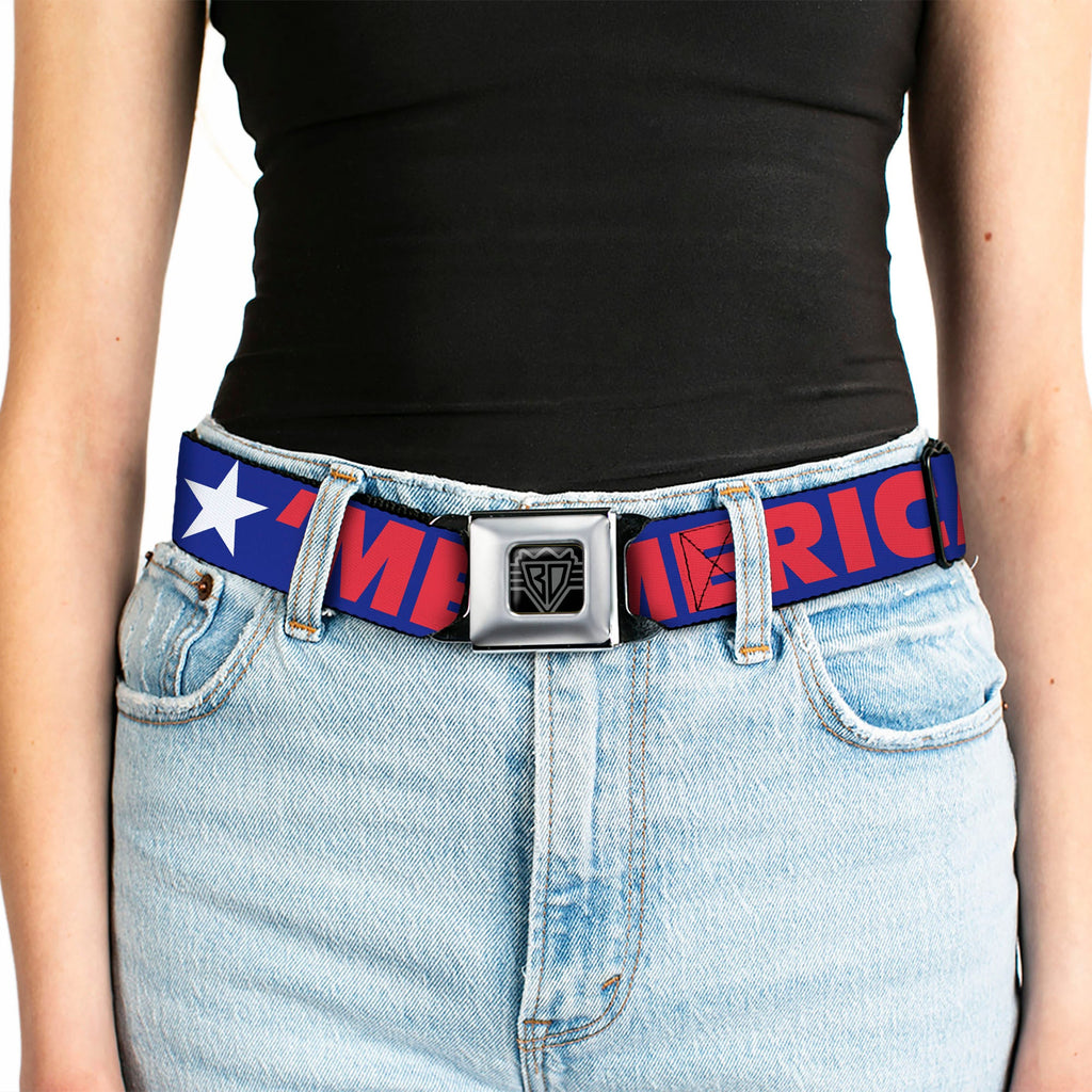 'MERICA Star USA Seatbelt Belt – World Cup 2026 Fan Gear (Blue/Red/White)