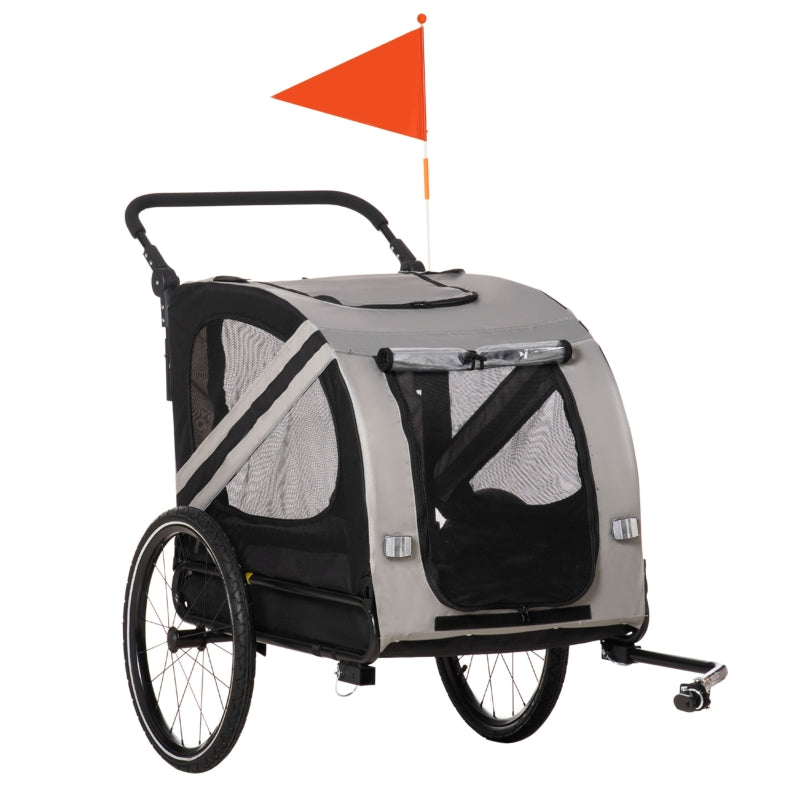 2-In-1 Pet Bike Trailer Stroller Grey