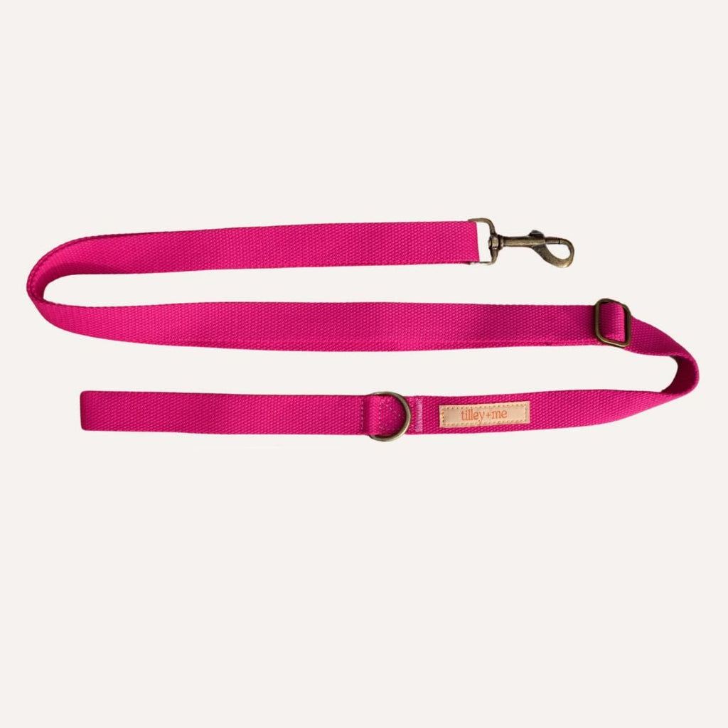 Tilley + Me Hemp Cotton Dog Leash - Durable, Sustainable, Adjustable, Lightweight & Soft-Malibu Viva Magenta