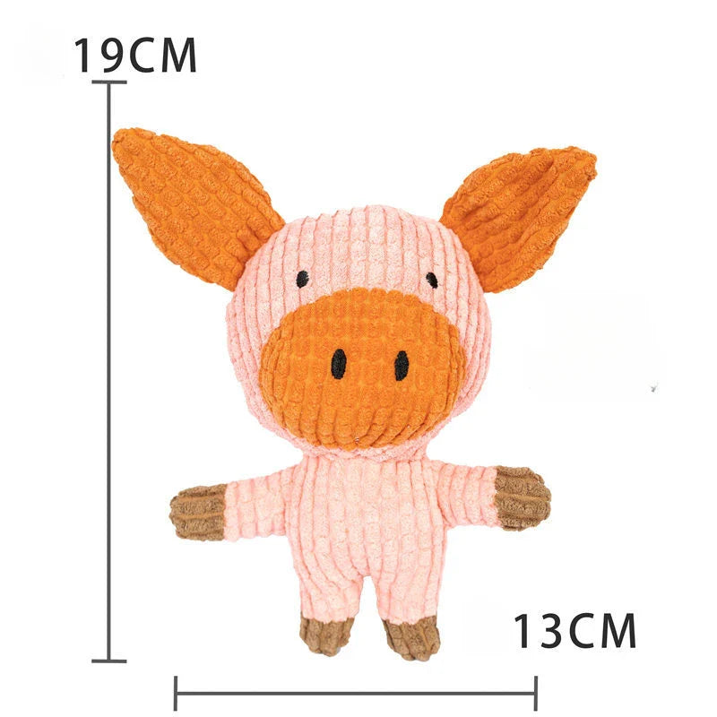 Fleece Dog Chew Toy - Soft Puppy Teething & Tug Toy for Small Dogs Pig