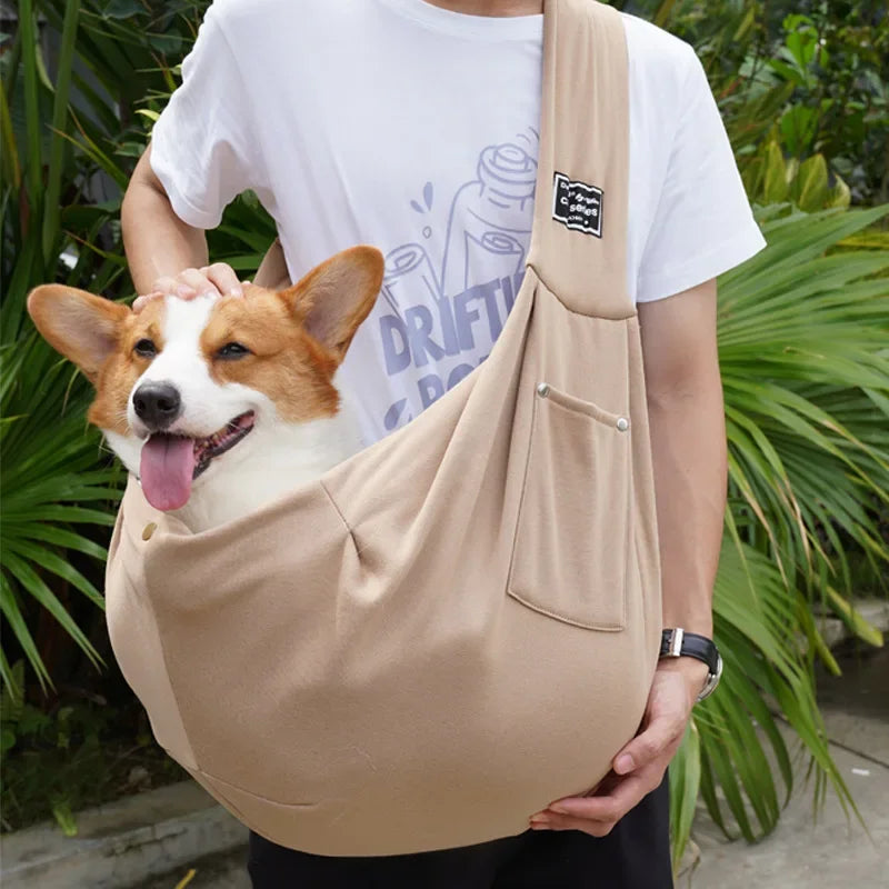 Pet Sling Carrier for Small Dogs & Cats – Crossbody Shoulder Bag, Portable Travel Puppy & Cat Carrier, Holds up to 7.5 kg (16.5 lb) khaki