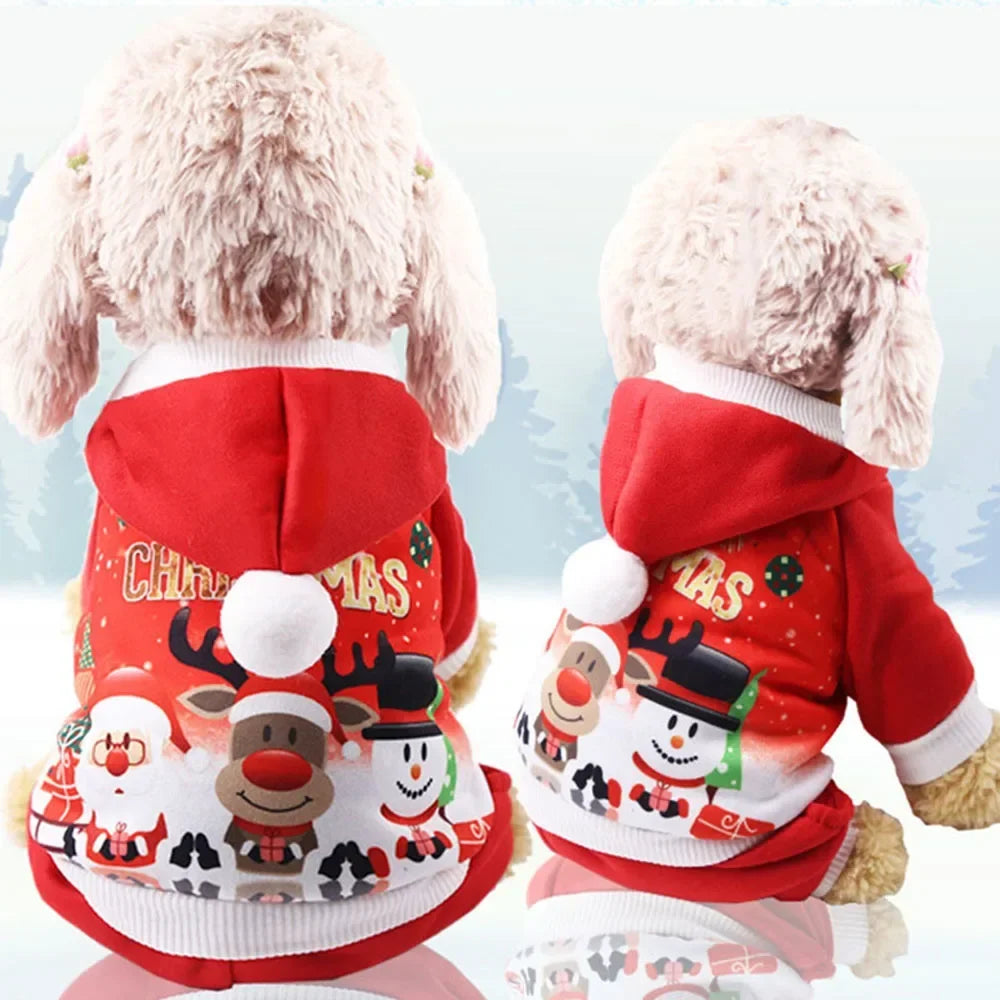 Dog Hoodies Christmas Halloween Dog Holiday Sweater Coat Puppy Snow Elk Reindeer Snowman Cosplay Clothes for Dog Pet Cat Costume