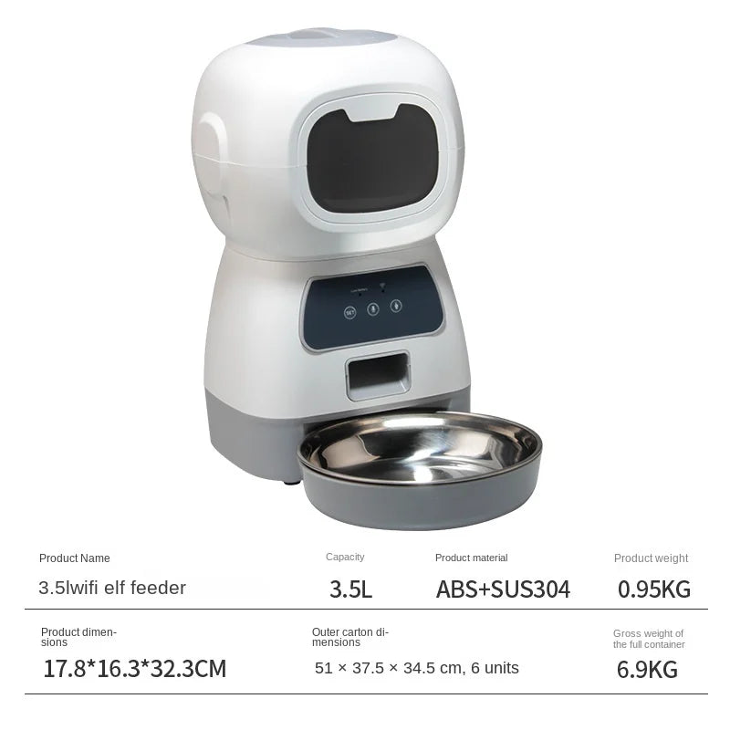 Intelligent Pet Feeder Timed Automatic Quantitative Feeding Machine For Cats Cat Food Dog Food Self-service Feeding For Dogs New A 3.5L USB Type-C