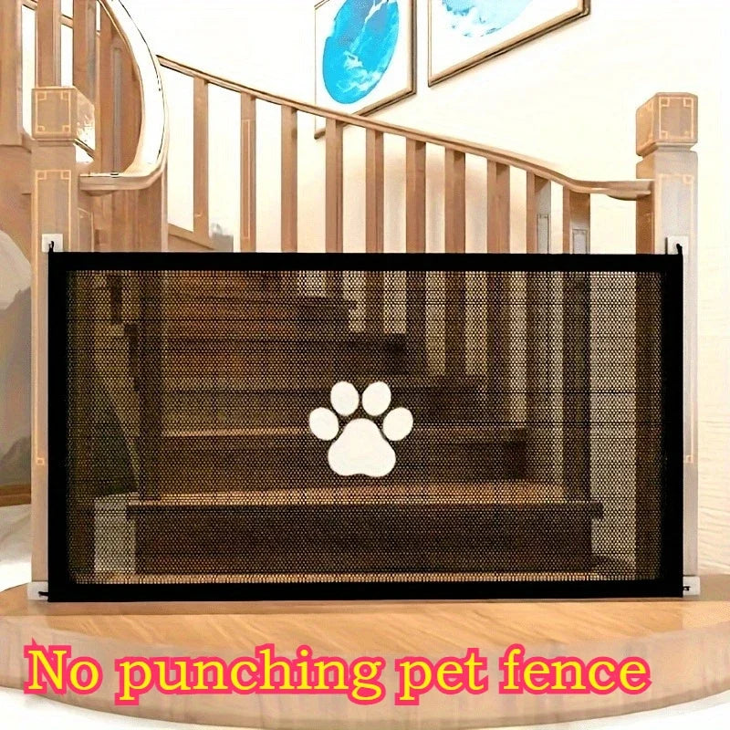 Non-Punch Retractable Pet Fence, Adjustable Portable Safety Gate, Indoor Outdoor Isolation Barrier for Dogs & Cats
