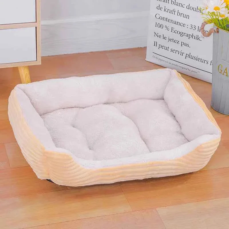 Color Square Winter Warm Pet Bed – Dog & Cat House Beige