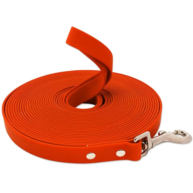 Waterproof PVC Dog Long Leash – Durable Easy-Clean Training & Recall Lead for Small to Large Dogs, 10 ft (3 m), 16 ft (5 m), 33 ft (10 m), 50 ft (15 m) Orange