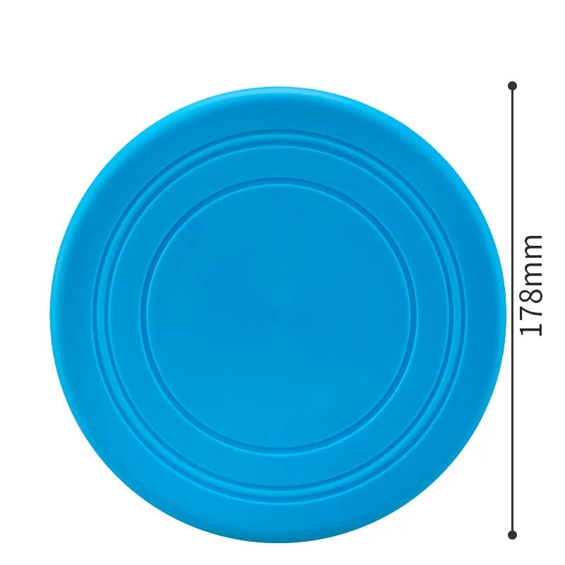 7-Color Silicone Flying Saucer Pet Toy - Chew-Resistant Flying Disc for Dogs & Cats, Interactive Puppy Training & Fetch diameter 18cm Blue