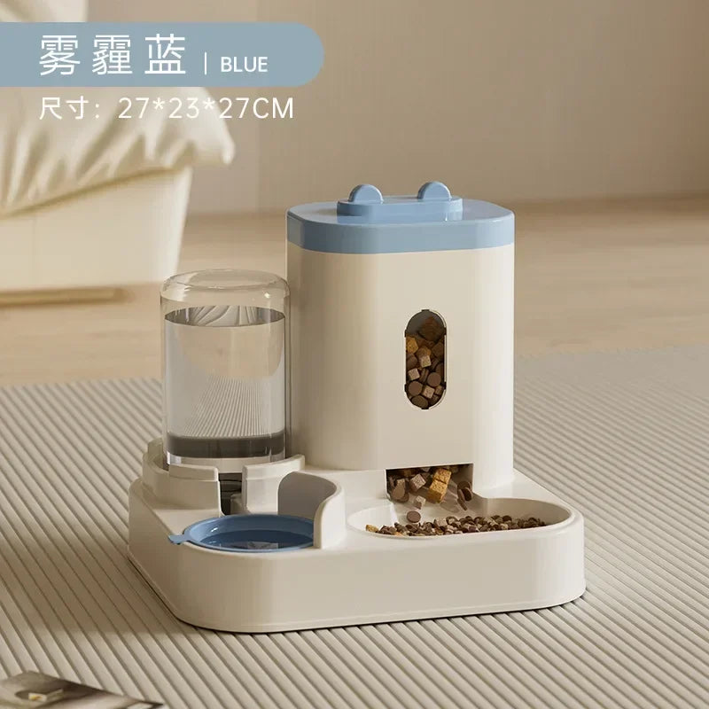 Automatic Gravity Pet Feeder with Water Fountain – Large Capacity Dog & Cat Food Dispenser Blue 2L|L