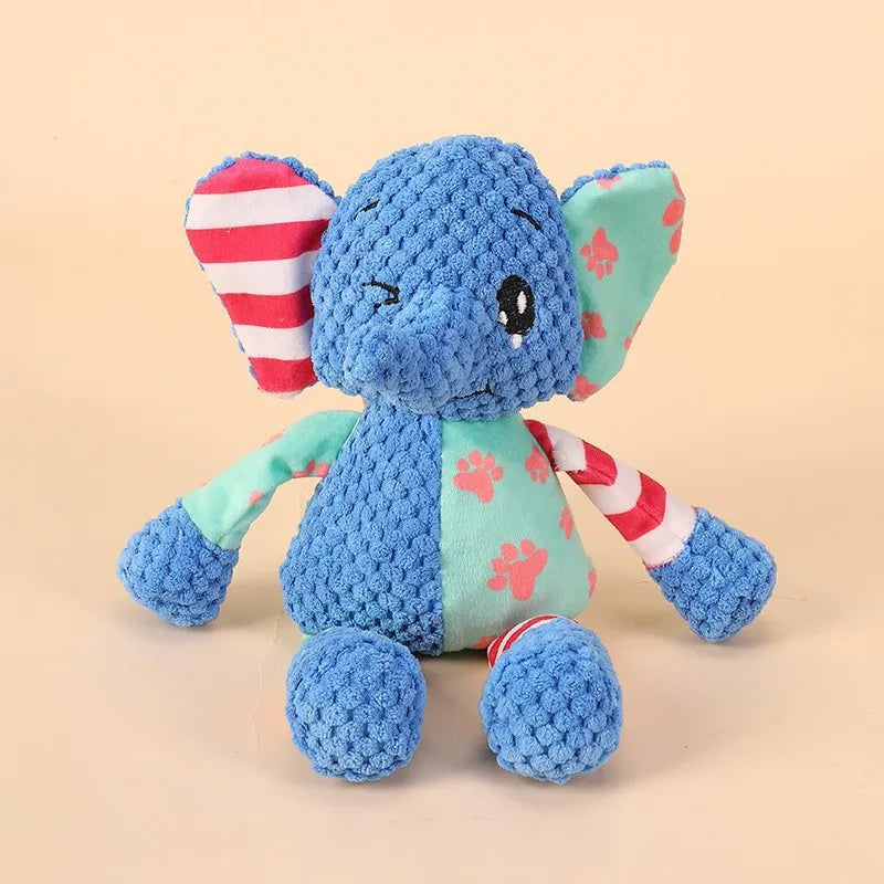 Bite-Resistant Plush Dog Chew Toy with Squeaker, Interactive Teeth-Cleaning Toy, 27 x 28 cm (10.6 x 11.0 in) Elephant China Mainland