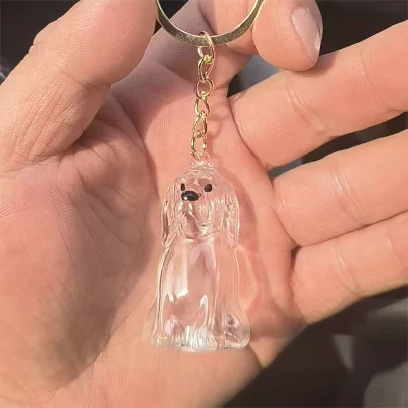 Clear Puppy Hair Memorial Keychain | Pet Fur Keepsake Capsule DIY Pendant A18