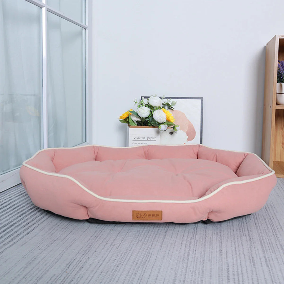 Large All-Season Cooling Pet Bed – Breathable Dog & Cat Pad for Puppies, French Bulldog, Small Dogs Pink