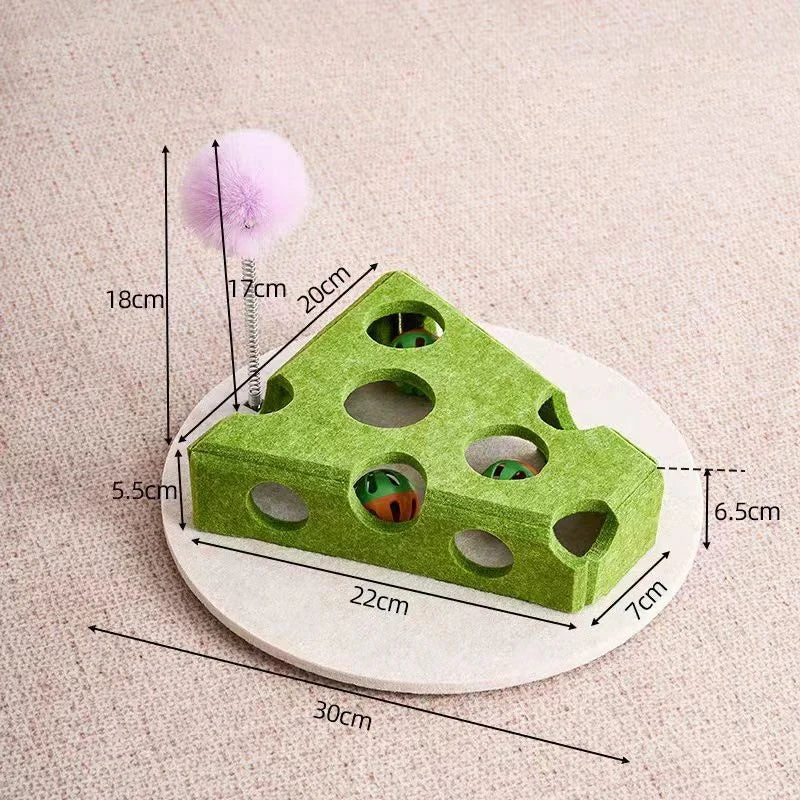 Interactive Maze Cat Toy | Felt Plush Puzzle with Bell Ball Green Cheese Default