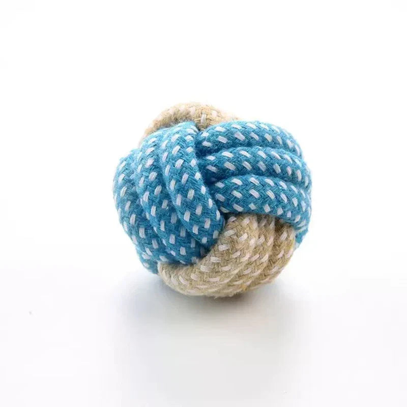 Candy-Colored Cotton Rope Ball Chew Toy for Dogs & Cats — Durable Tug & Fetch Pet Toy Blue Coffee S