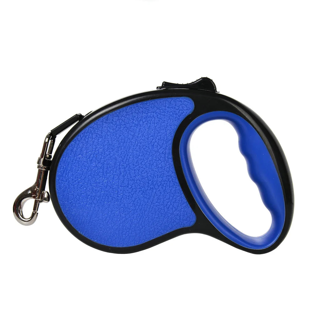 Retractable Dog Leash 3m/5m (9.8ft/16.4ft) Nylon Rope with Quick-Release ABS Case and Paw Print Keychain Blue 3 Metre