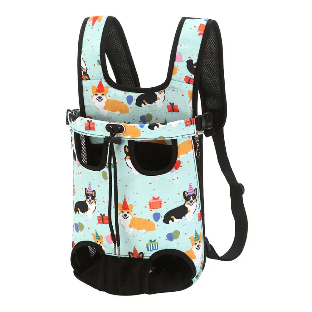 Breathable Camouflage Mesh Dog Carrier Backpack — Adjustable Pet Backpack for Small Dogs up to 22 lb (10 kg) Upgraded Corgi A