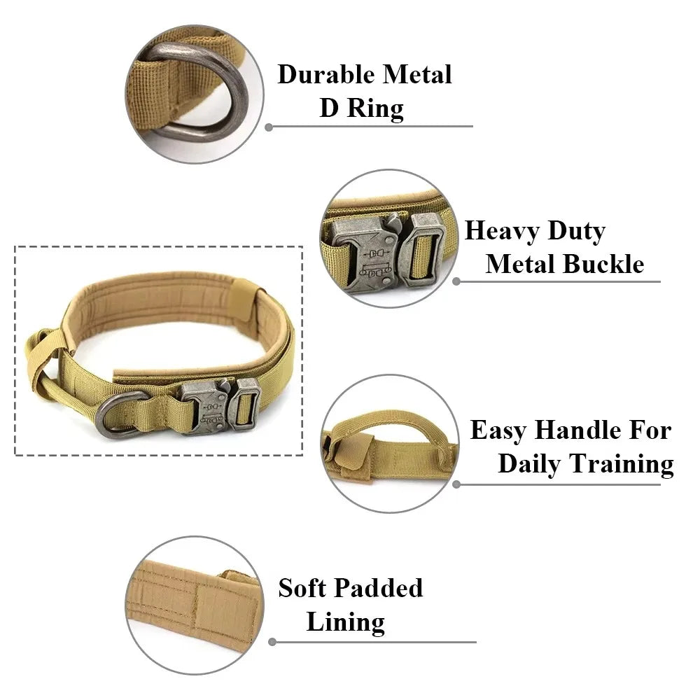 Tactical Dog Collar Adjustable Nylon Dog Supplies With Heavy Duty Metal Buckle Durable Training Collar For Medium And Large Dogs