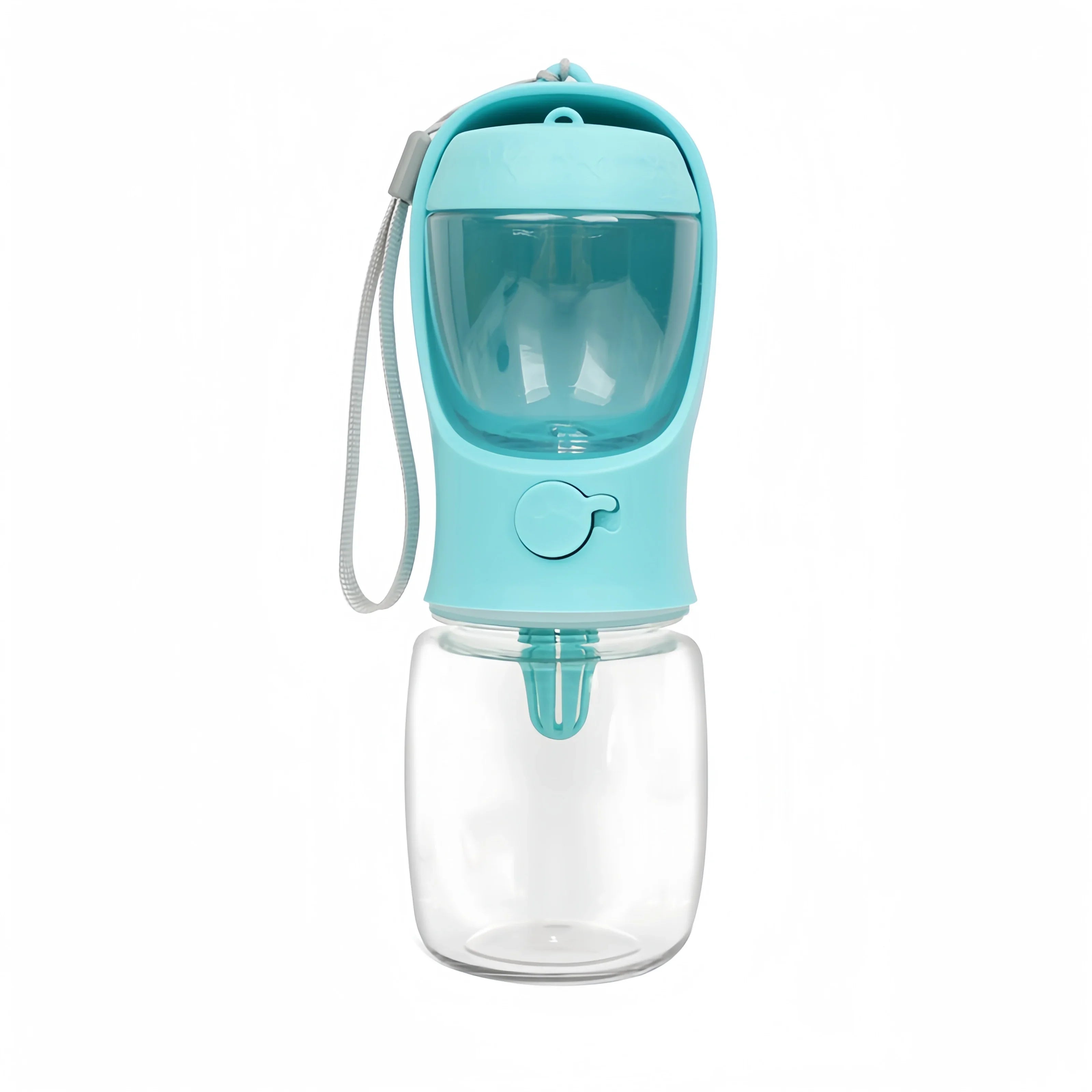 Portable Pet Water Bottle with Built-In Food Storage - Travel Dog & Cat Feeder Bowl blue