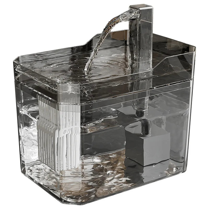 New transparent pet water dispenser plug-in automatic water drinker circulating and flowing out water smoothly pet water drinker charge grey 1.5L