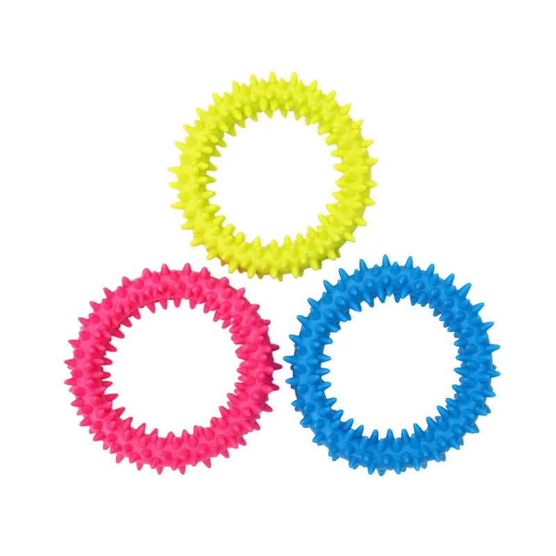 Durable Rubber Bone Chew Toy for Small Dogs - Bite-Resistant Teeth-Cleaning Training Toy 3PCS