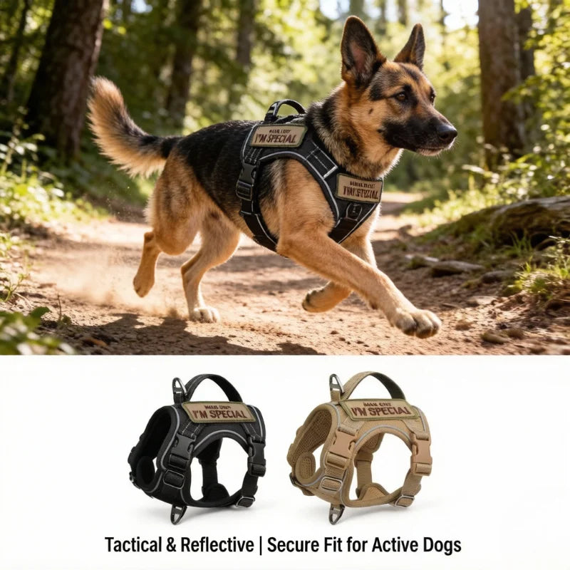 1PC Tactical Dog Harness with Handle, Reflective Military Vest for Small Dogs, Outdoor Training & Walking