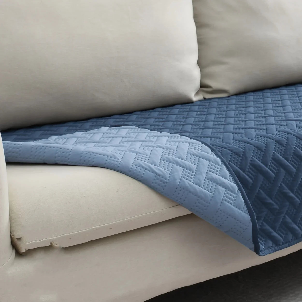Brick Pattern Anti-Hair Pet Mat,Reversible Waterproof Dog Cushion,Washable Non-Slip Sofa Cover,Soft PU Foam Bed for Cats Dogs Mist Blue