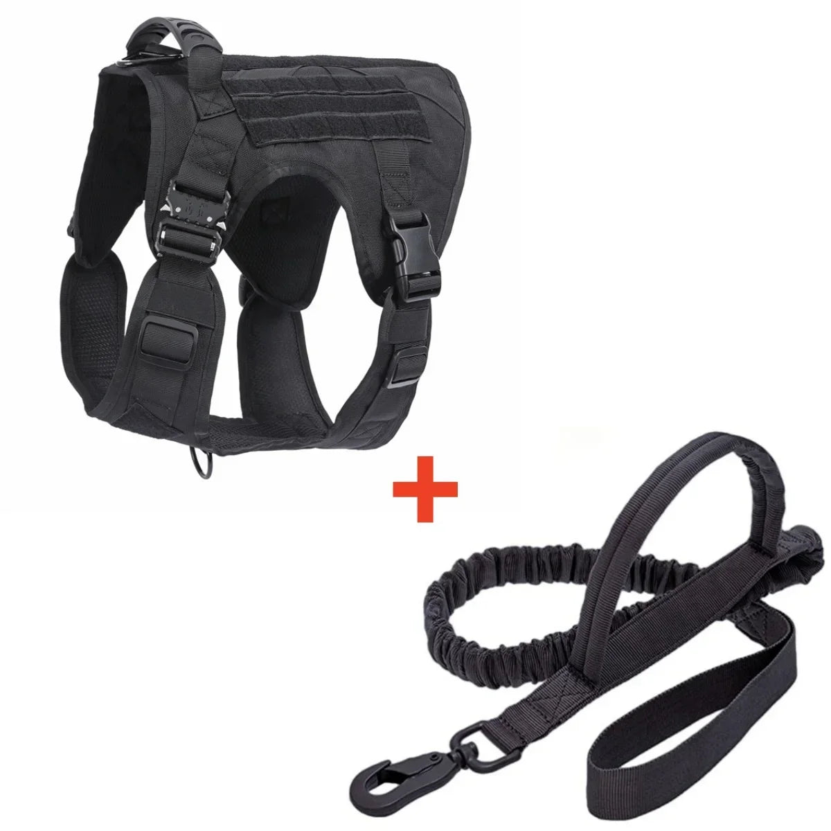 Tactical Military Vest Pet German Shepherd Golden Retriever Tactical Training Dog Harness and Leash Set For All Breeds Dogs Black 2 piece set China Mainland
