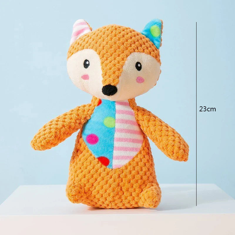 Plush Squeaky Dog & Cat Chew Toy — Bite-Resistant Interactive Puzzle for Teeth Cleaning Fox