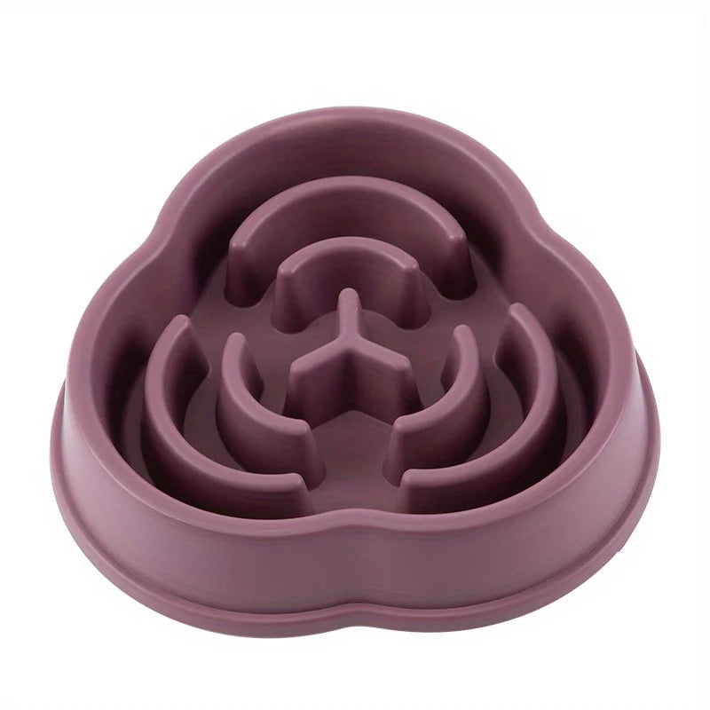 Slow Feed Dog Bowl – Anti-Choke Non-Tip Plastic Slow Feeder for Dogs, Anti-Overturn Pet Feeding Bowl PURPLE M