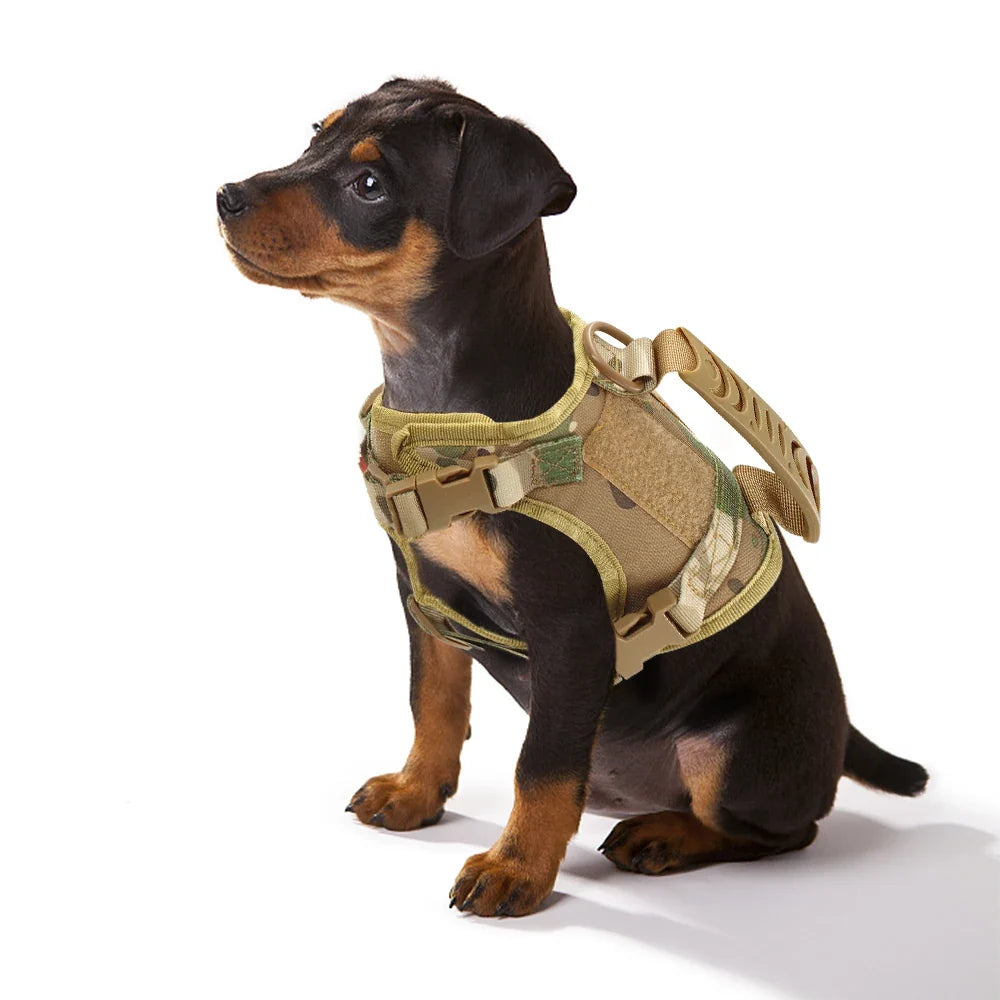 Tactical Small Dog Harness For Puppy Cats Adjustable Kitten Vest Harnesses For Military Dogs Working Training Walking Free Size Camouflage