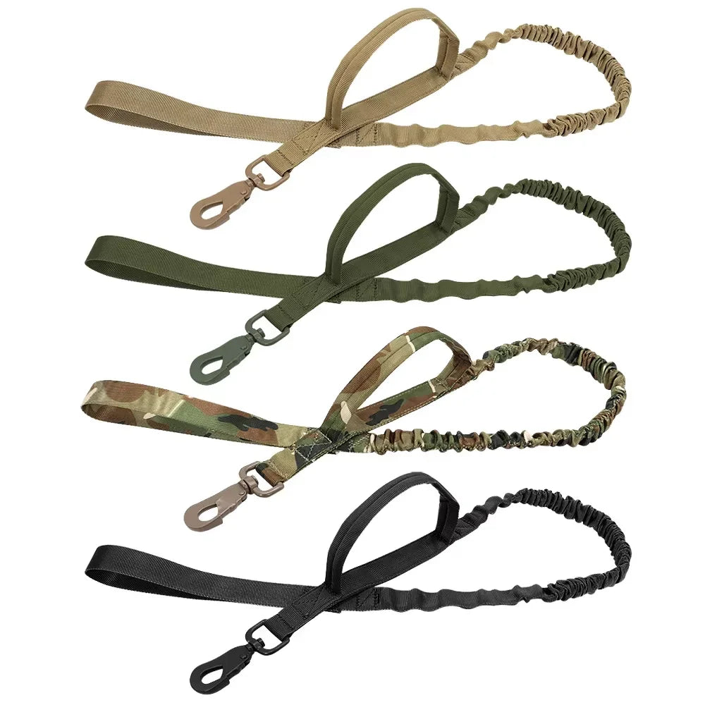 Tactical Military Dog Collar Leash Adjustable Nylon Leash for Medium Large Dogs Heavy Duty Dog Leash with Shock Absorption