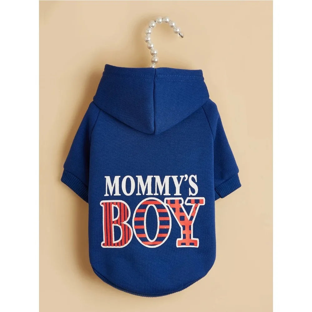 Pet Clothes for Dog Cat Puppy Hoodies Coat MOMMY'S BOY Sweatshirt Dog Outfits for Small Medium Dog Cat