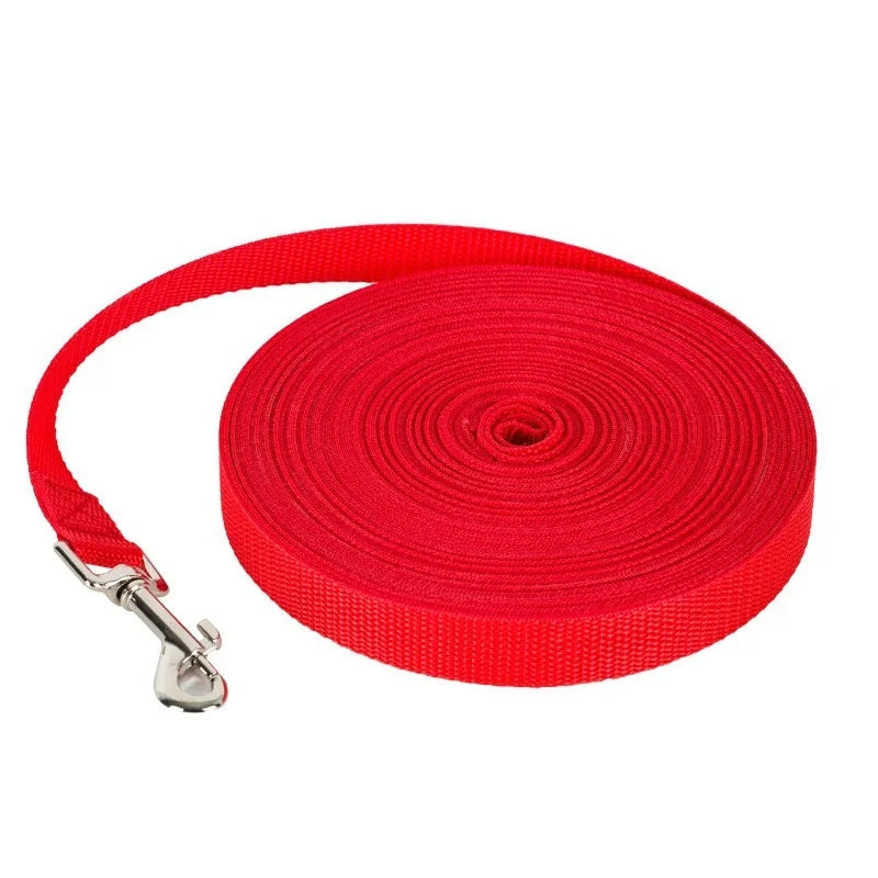 Nylon Long Dog Training Leash – Durable Quick-Release Long Line, 2 cm Wide, Multiple Lengths 4–66 ft (1.2–20 m) for Small to Large Dogs Red