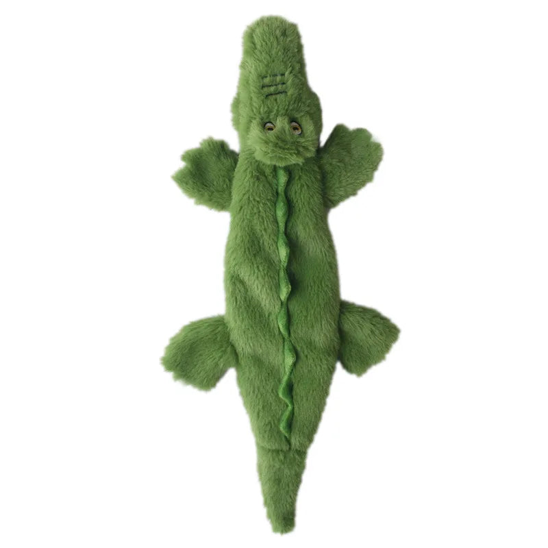Stuffing-Free Squeaky Plush Dog Toy – Durable Crinkle Chew Toy, Simulated Animal Crocodile