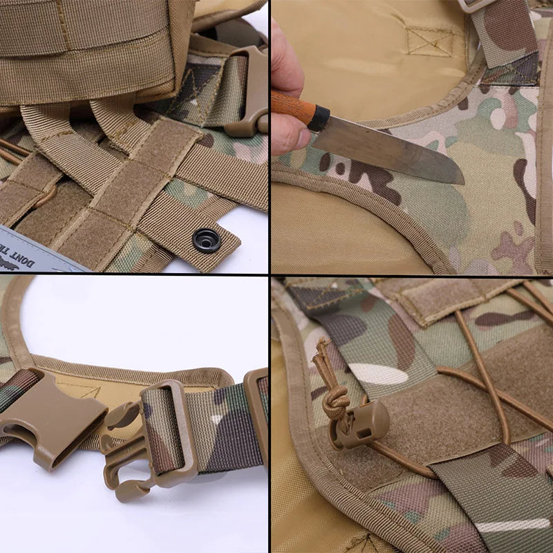 Tactical Camouflage Dog Vest Harness for Medium and Large Dogs，Easy Control and Comfortable for Hiking ，Training, and Outdoor