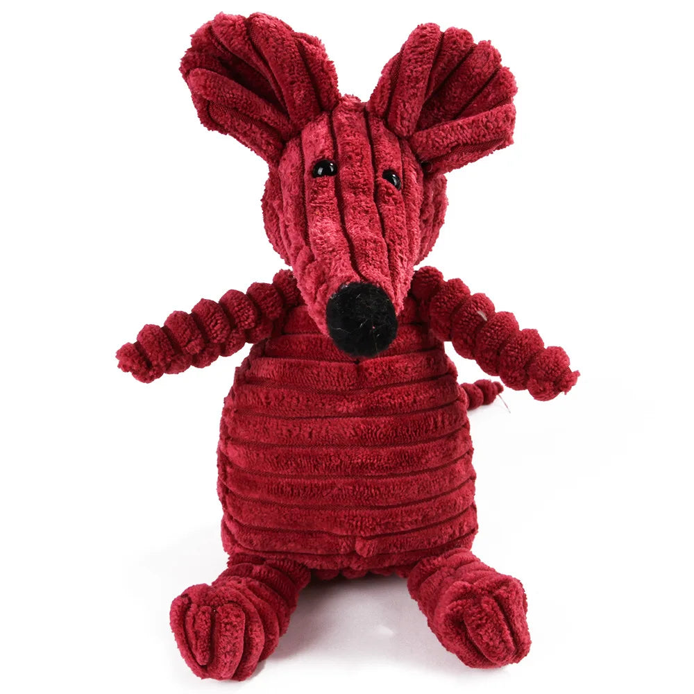 Dog Chew Toy Corduroy Plush Squeaky Molar Tooth Cleaner Training Toy for Large Dogs Monkey and Pig Designs mouse
